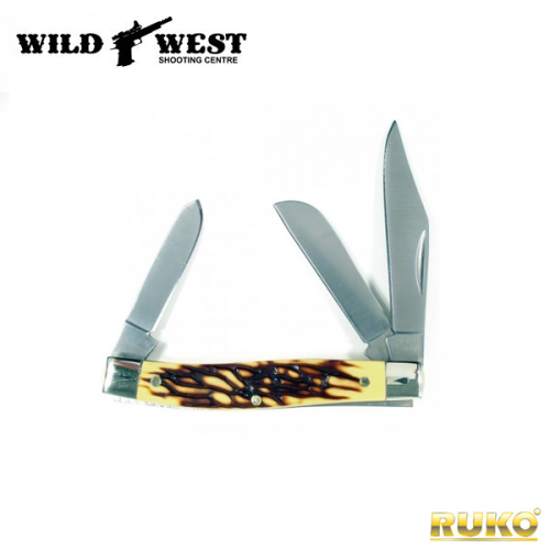 RUKO Knives #RUK0072 3-Black Stockman Pocket Knife