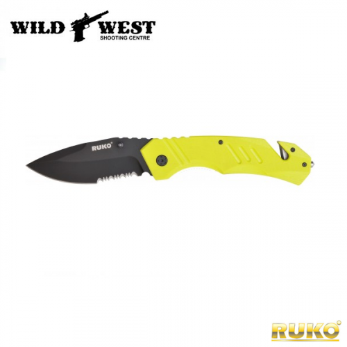 RUKO Knives #RUK0178SHG Folding Rescue Knife - High Vis Green