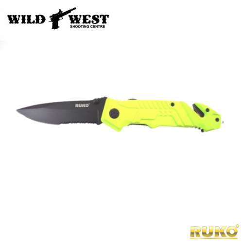 RUKO Knives #RUK0144SHG Assisted Opening Tactical Rescue Shark Knife - Lime Green