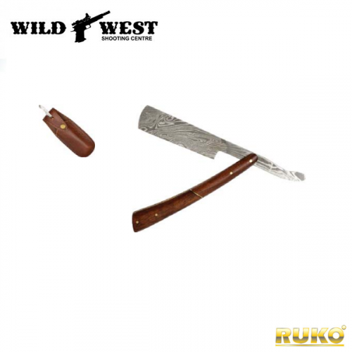 RUKO Knives #RUK1101 Damascus Straight Razor - English Walnut