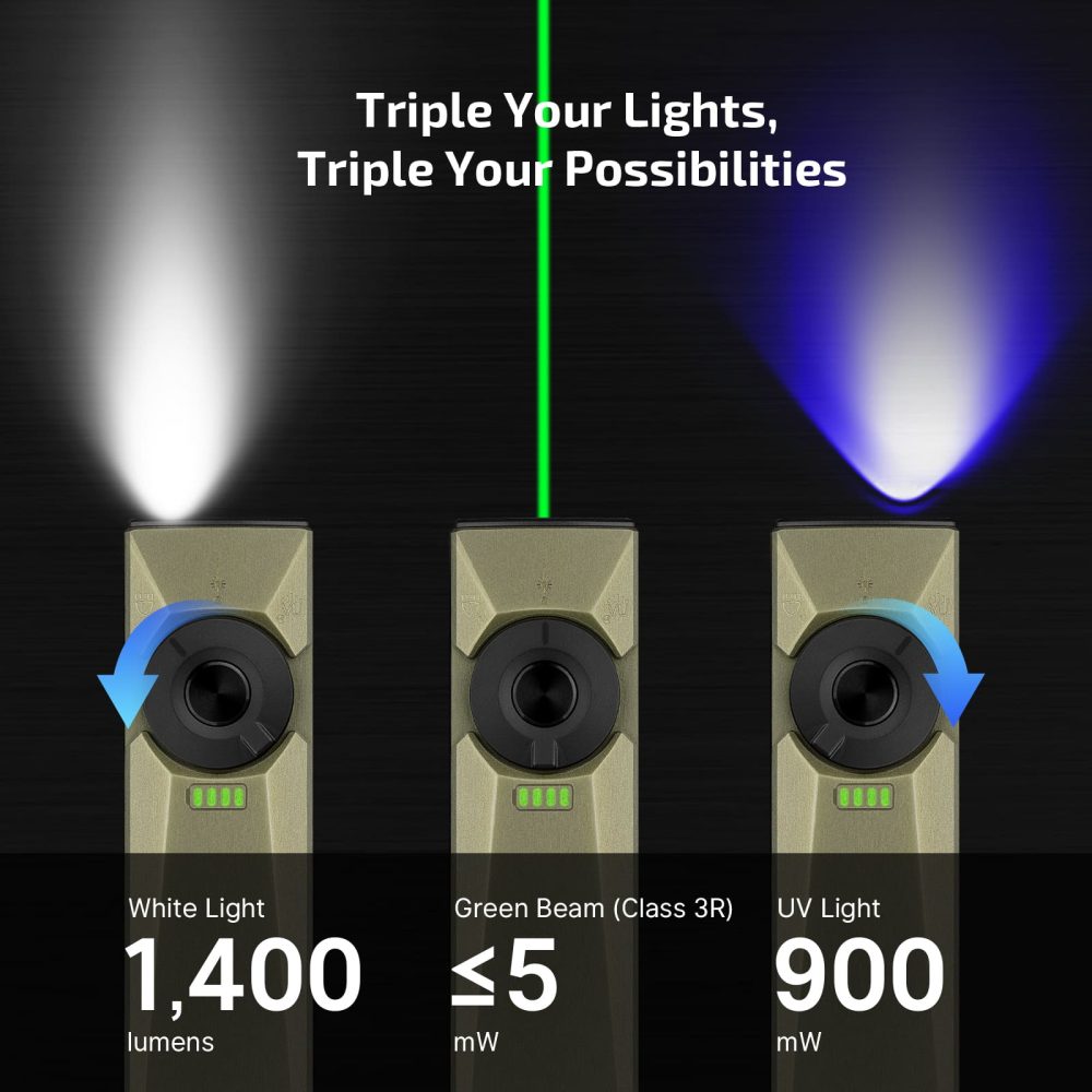 Olight Arkfeld Ultra 3 in 1 EDC Flashlight w/ O Aluminum Material - Olive Green - Image 13