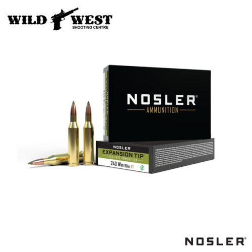 Nosler 40030 E-Tip Rifle Ammo .243 Win 90gr Solid Copper 20rds.