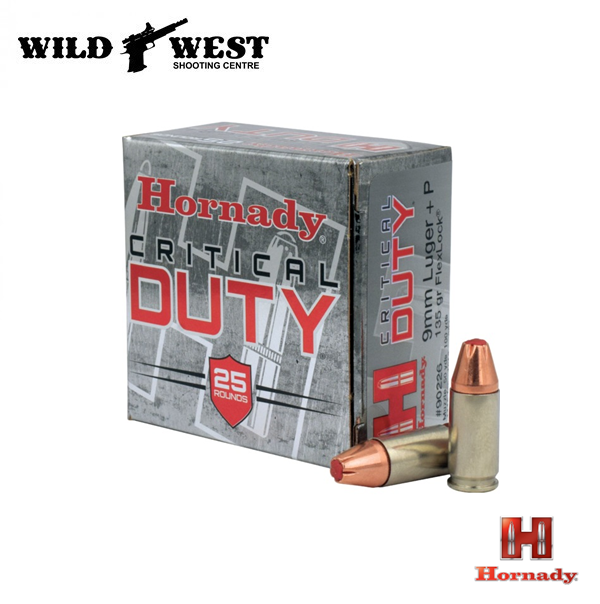 Hornady 90226 Critical Duty Pistol Ammo 9MM Luger +P, FlexLock, 135 Gr