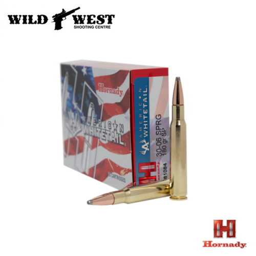 Hornady 81084 American Whitetail Rifle Ammo 30-06 SPRG 180Gr