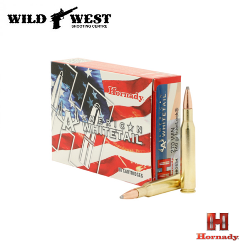 Hornady 80534 American Whitetail Rifle Ammo 270 Win 140Gr Interlock