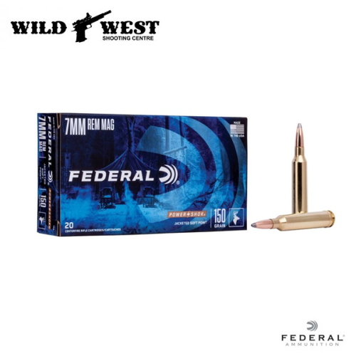 Federal 7RA Power-Shok Rifle Ammo 7MM REM MAG 150gr. SP, 3110fps